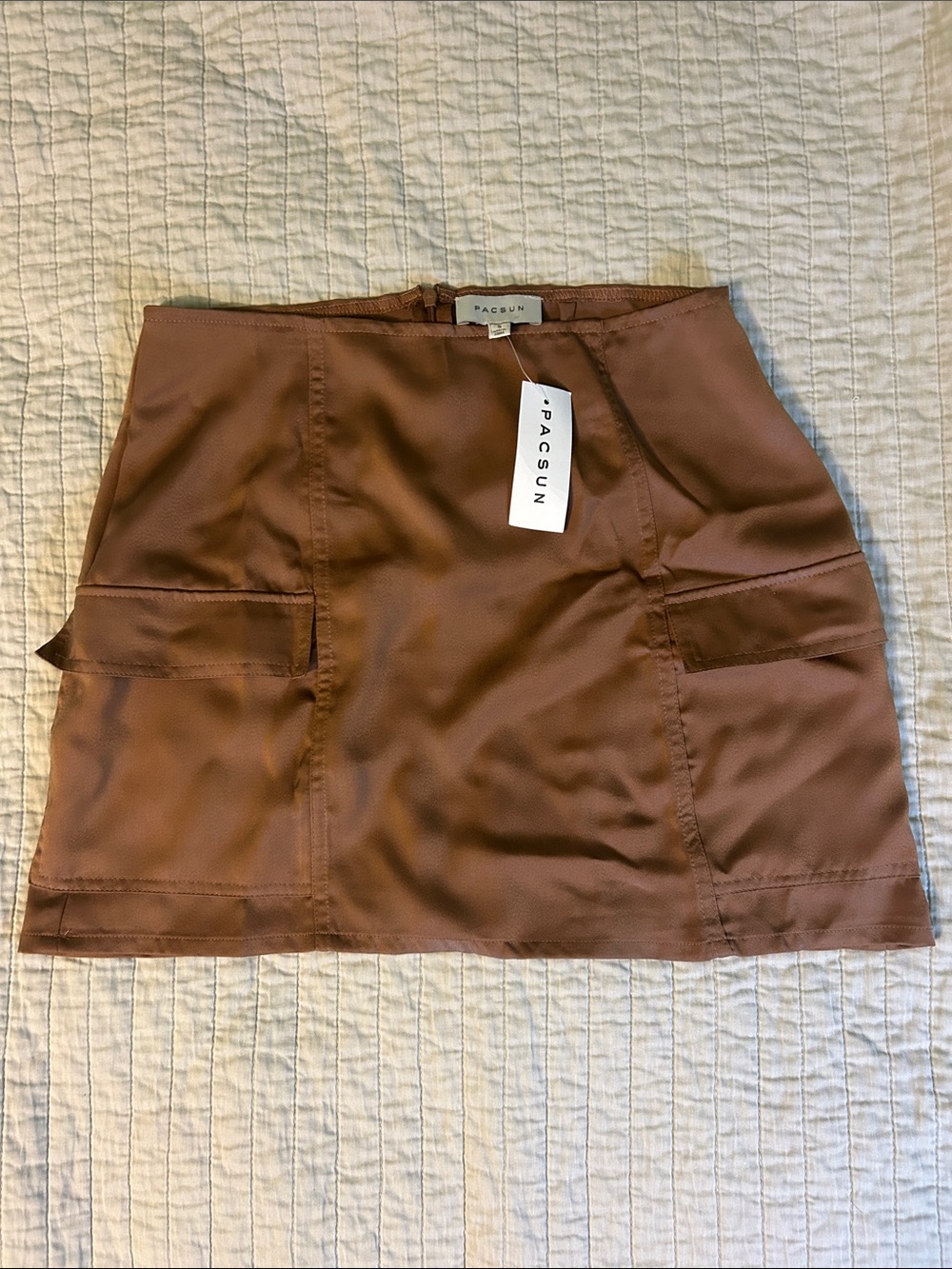 PacSun Brown Mini Satin Cargo Skirt - Size Small